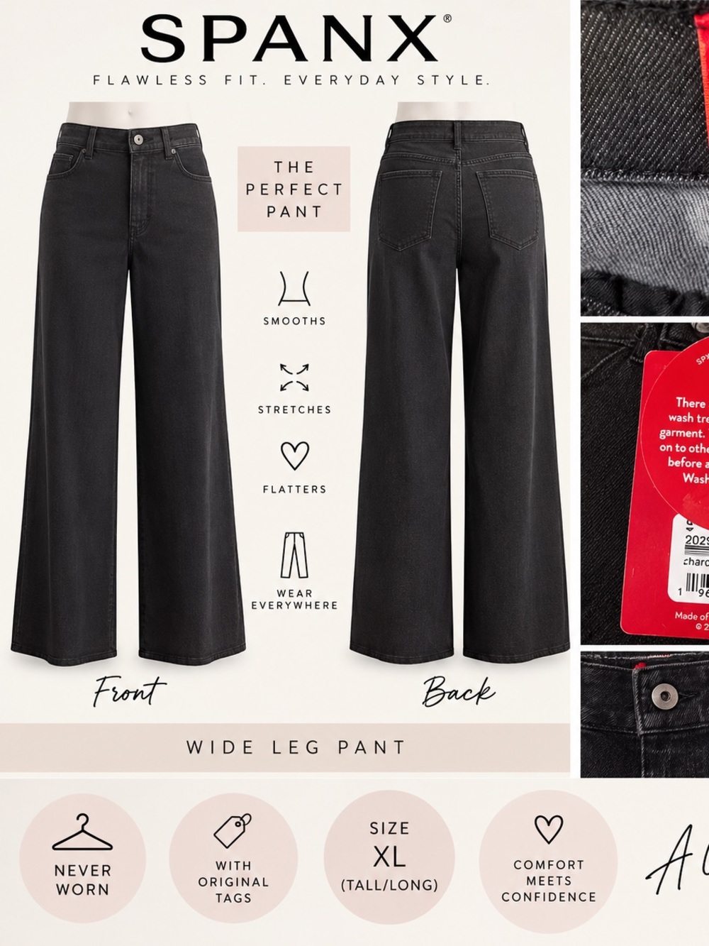 SPANX Wide Leg Jeans - Charcoal